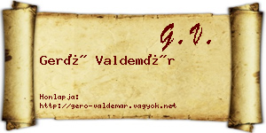 Gerő Valdemár névjegykártya